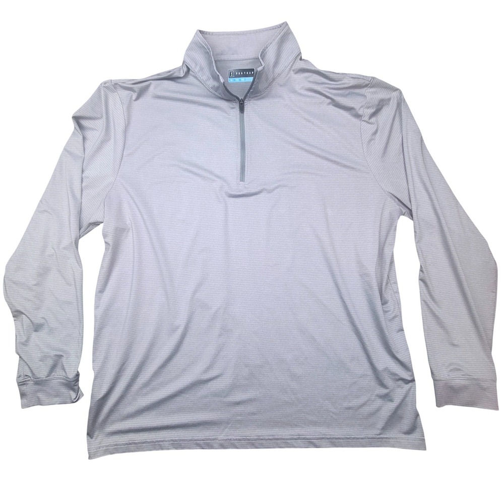 PGA Tour Mens‎ XL Quarter Zip Pullover Gray Micro Stripe Long Sleeve Golf Shirt